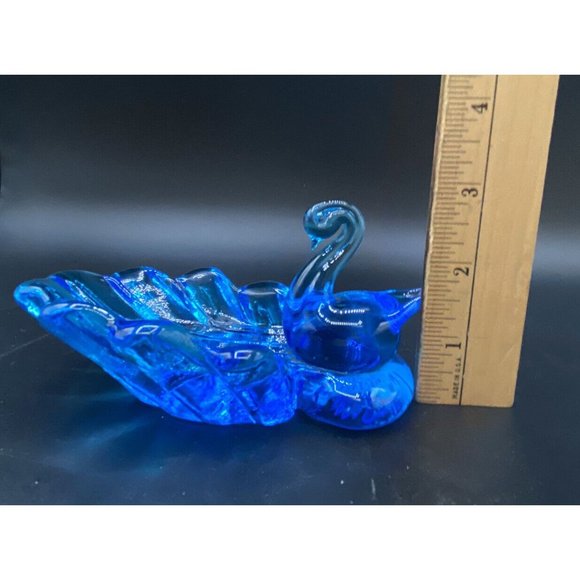 Titan Art Glass Blue Graceful Swan Trinket Dish Signed Titan 1997 Vintage - Picture 7 of 12